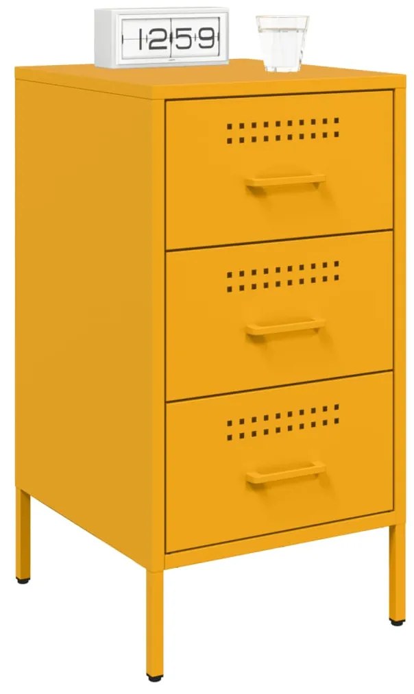 Mesas de cabeceira 2 pcs 36x39x68 cm aço amarelo mostarda