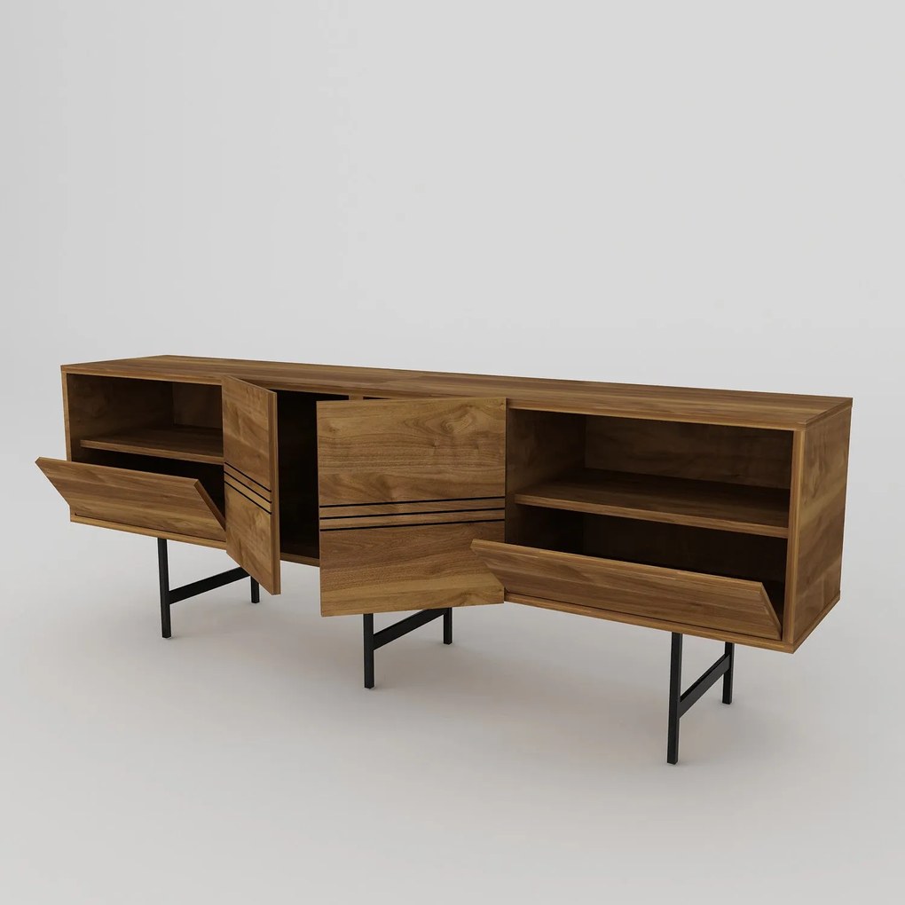 Móvel TV Derin – Nogueira/Preto – 180x64,7x37,1 cm