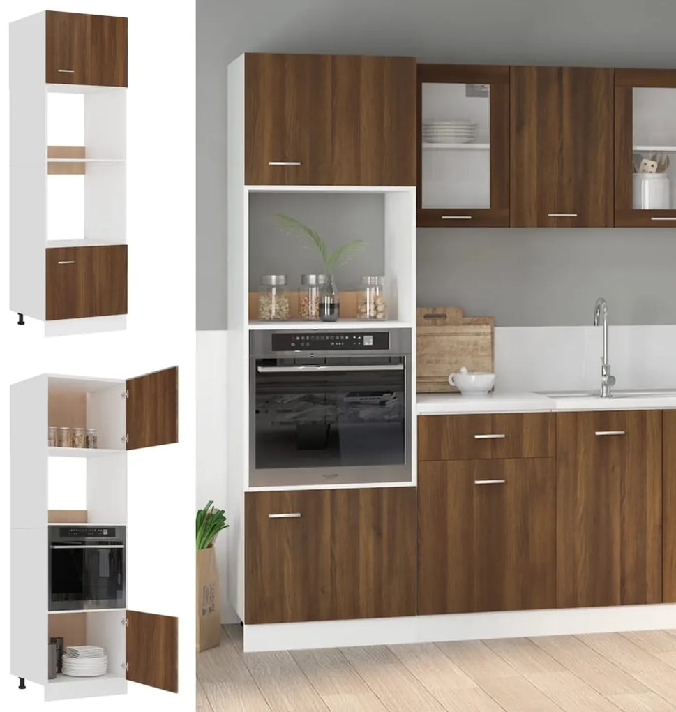 815605 vidaXL Armário micro-ondas derivados de madeira carvalho castanho