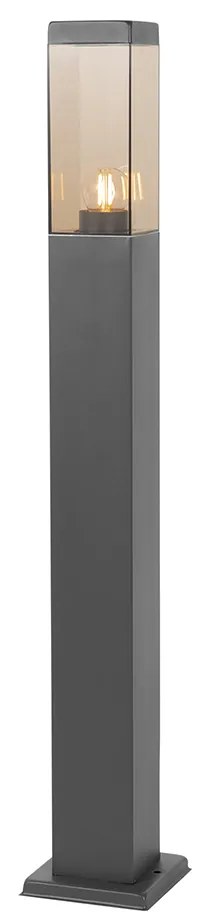 Candeeiro de poste exterior moderno cinzento escuro com fumo 80 cm - Malios Moderno