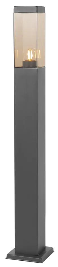 Poste de iluminação exterior moderno cinza escuro com fumaça 80 cm - Malios Moderno