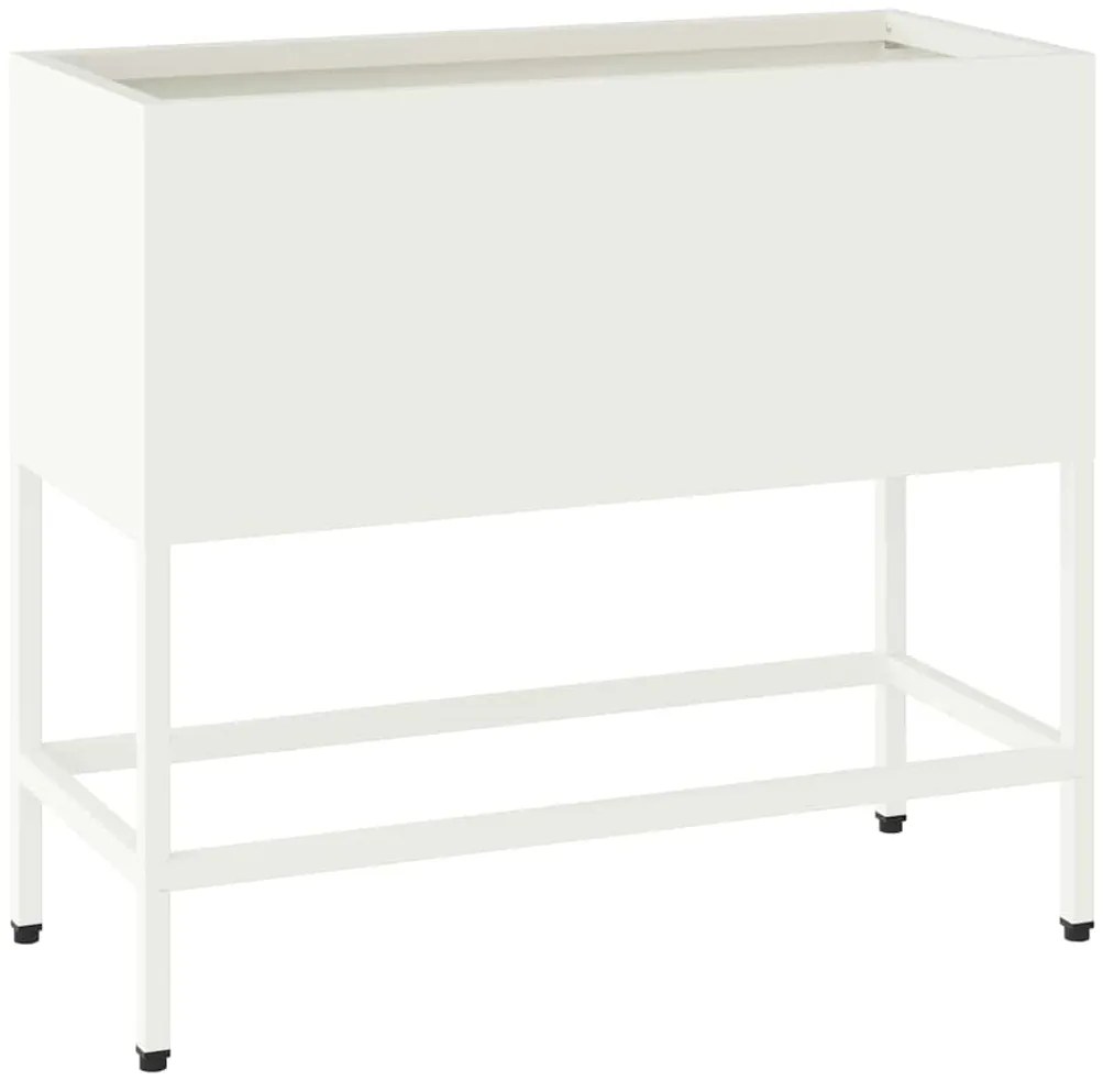 Jardineira Elevada vidaXL 60x26x45 cm Aço Branco