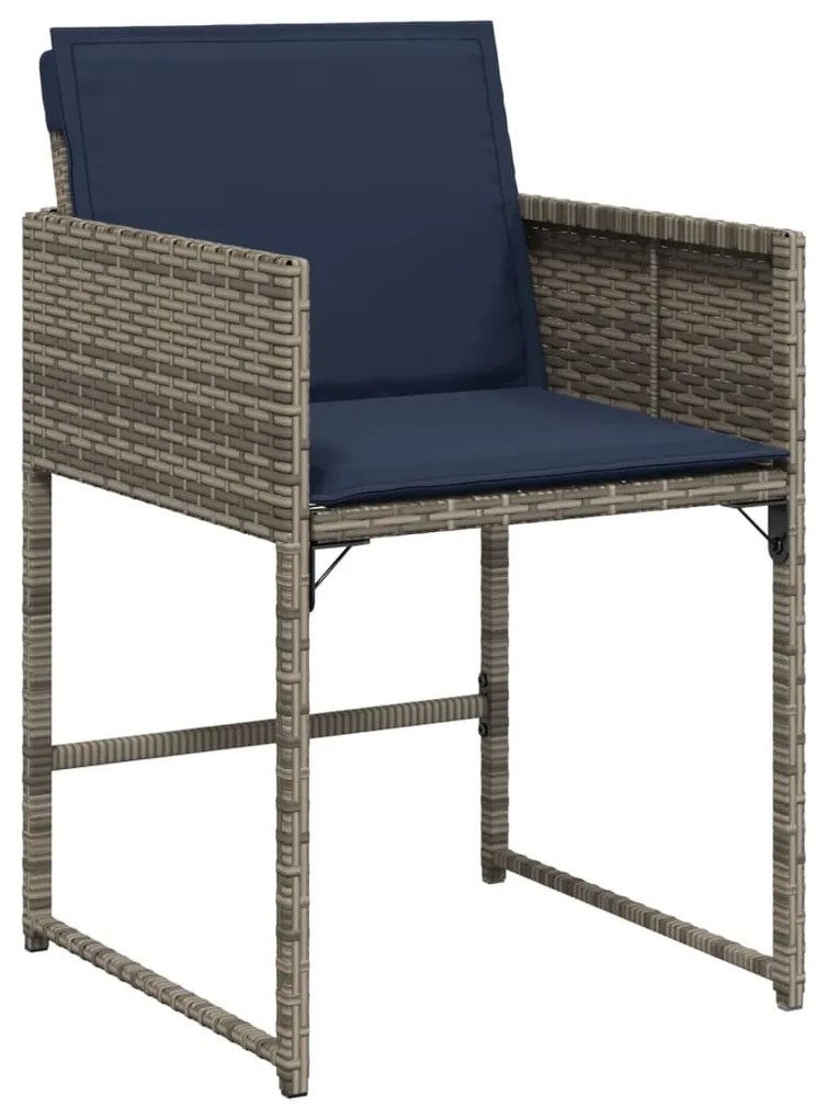 Cadeiras de jardim com almofadões 4 pcs vime PE cinzento