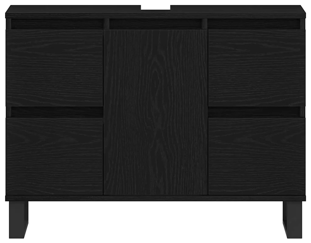 Armário de Pia de Banheiro vidaXL Preto Carvalho 80x33x60 cm Madeira E