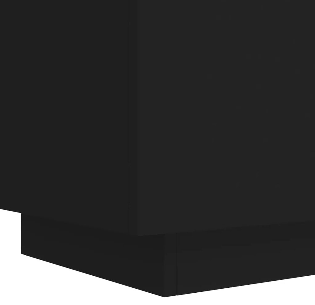 Mesa de cabeceira com luzes LED derivados de madeira preto