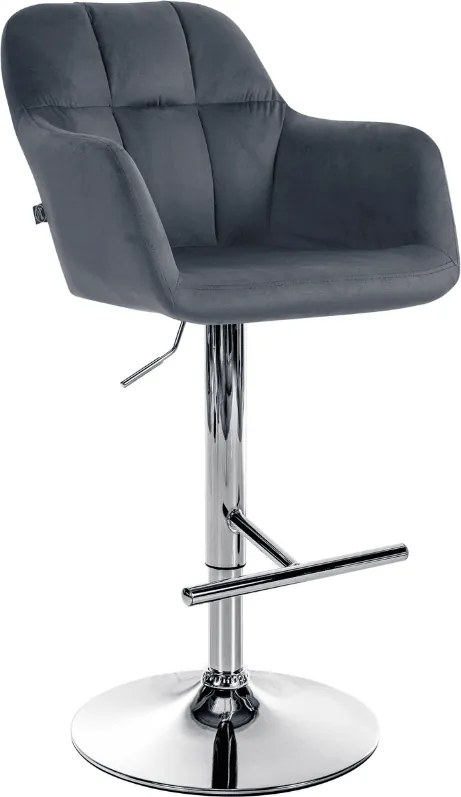 Banco de bar Natoma Veludo cromado cinza escuro