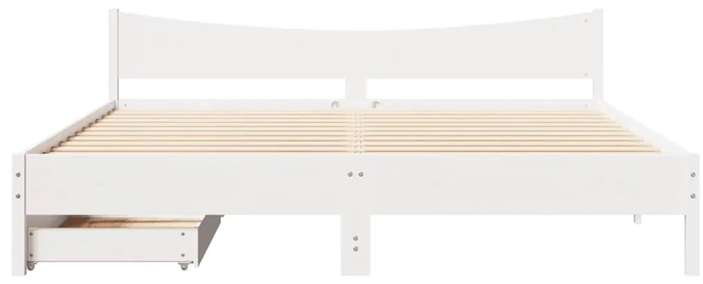 Estrutura de cama c/ gavetas 180x200 cm pinho maciça branco