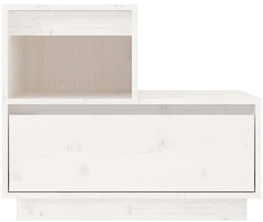 Mesa de cabeceira 60x34x51 cm madeira de pinho maciça branco