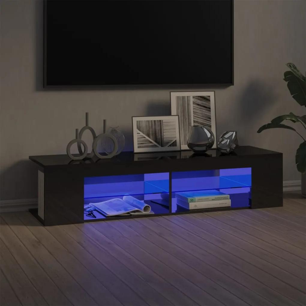 804237 vidaXL Móvel de TV com luzes LED 135x39x30 cm cinzento brilhante