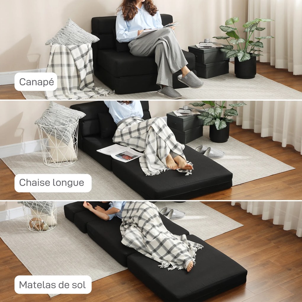 Poltrona chão convertível de 1 lugar, poltrona-cama dobrável, almofada incluída, para convidados, sala de estar, espaços pequenos, capacidade de 120 k