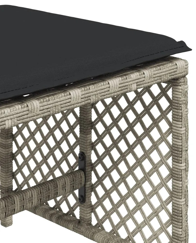 Bancos jardim c/ almofadões 4pcs 41x41x36cm vime PE cinza-claro