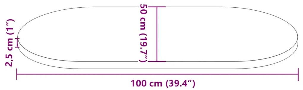 Tampo de mesa oval 100x50x2,5 cm madeira de pinho maciça branco