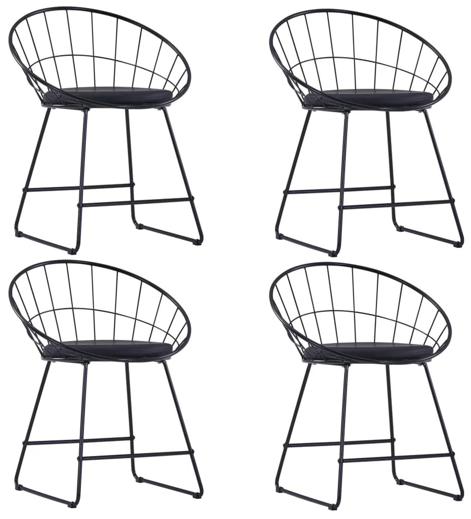 vidaXL Cadeiras jantar c/ assentos em couro artificial 4 pcs aço preto