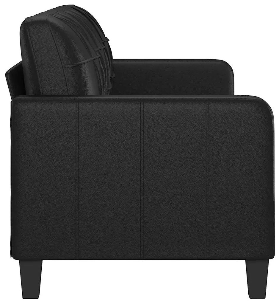 Sofá de 3 lugares 180 cm couro artificial preto