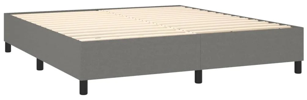 Cama box spring c/ colchão e LED 180x200 cm tecido cinza-escuro