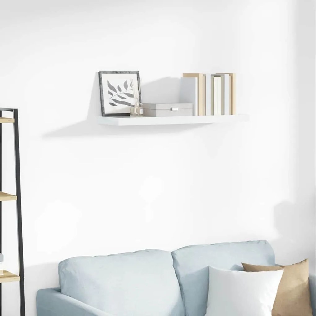 Prateleira de parede suspensa 80x23,5x3,8 cm MDF branco