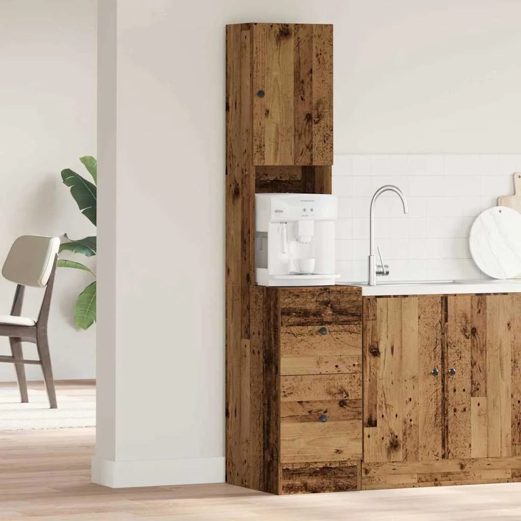 vidaXL Buffet de Cozinha com gaveta Madeira antiga 32 x 50 x 180 cm