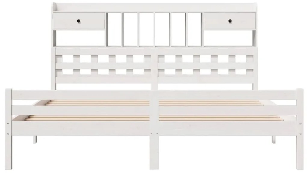 Cama com estante sem colchão 180x200 cm pinho maciço branco