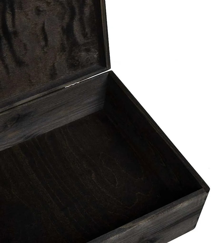 Caixa de madeira tampa preta 40x30x13 cm pinho madeira maciça