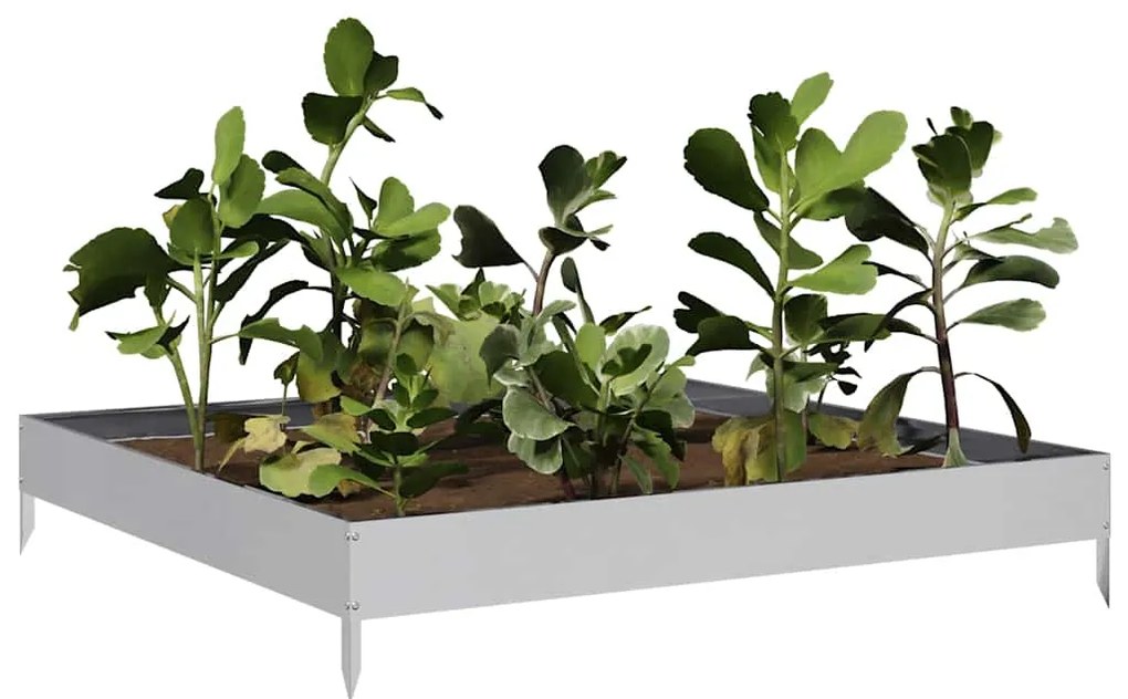 Canteiro elevado de jardim 100x100x18,5 cm aço galvanizado