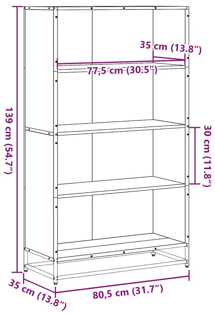 Estante 80,5x35x139 cm derivados de madeira cinzento sonoma