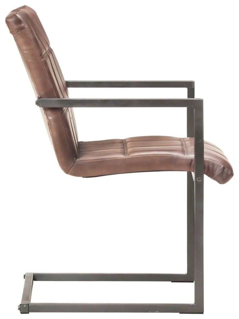 Cadeiras jantar cantilever 2 pcs couro genuíno castanho velho