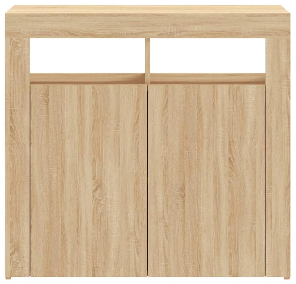 Aparador com luzes LED 80x35x75 cm carvalho sonoma