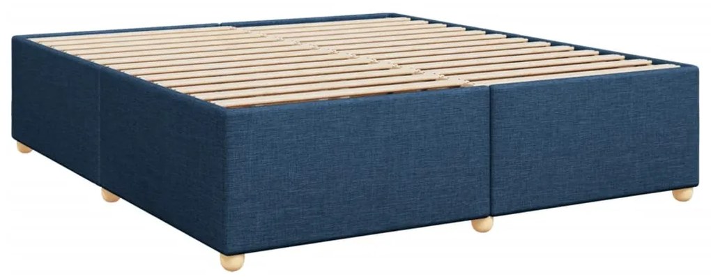 Cama com molas/colchão 200x200 cm tecido azul