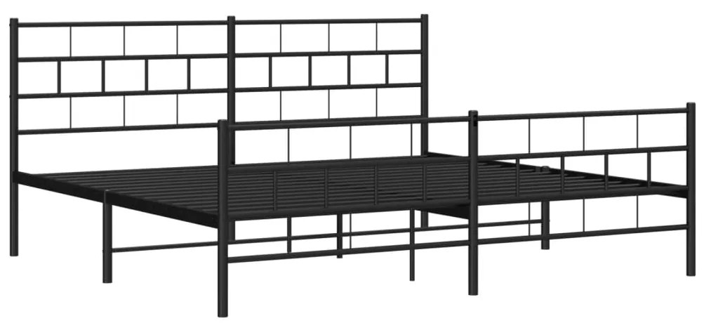 Estrutura de cama com cabeceira e pés 193x203 cm metal preto