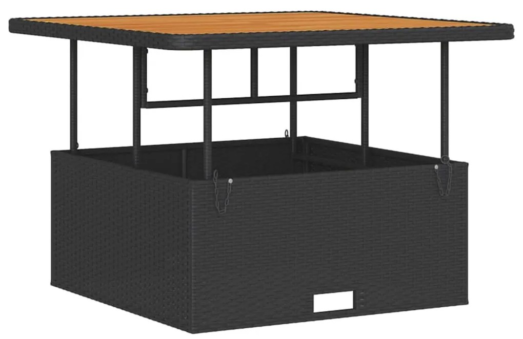 Conjunto de Jantar de Jardim com 3 Peças e Almofadas Preto em Rattan P