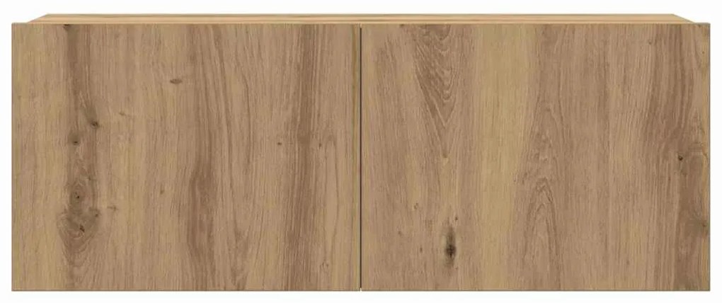 Estante para TV – 7 Peças, Montada na Parede, Carvalho Artisan, Madeir