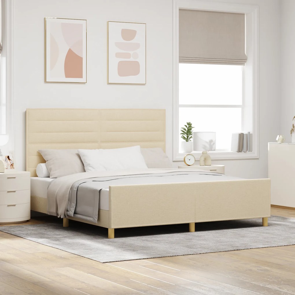 Cama vidaXL em Creme - 180x200 cm de Tecido