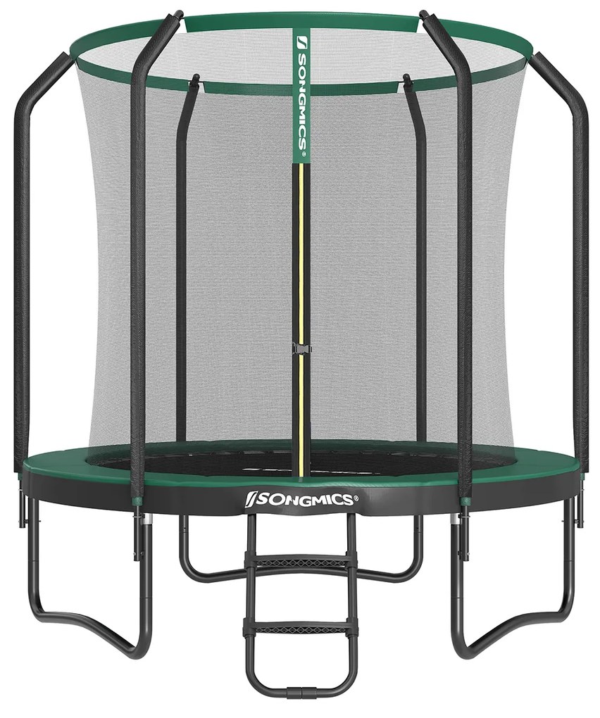 Trampolim Ø 244 cm com rede interna preto-verde escuro