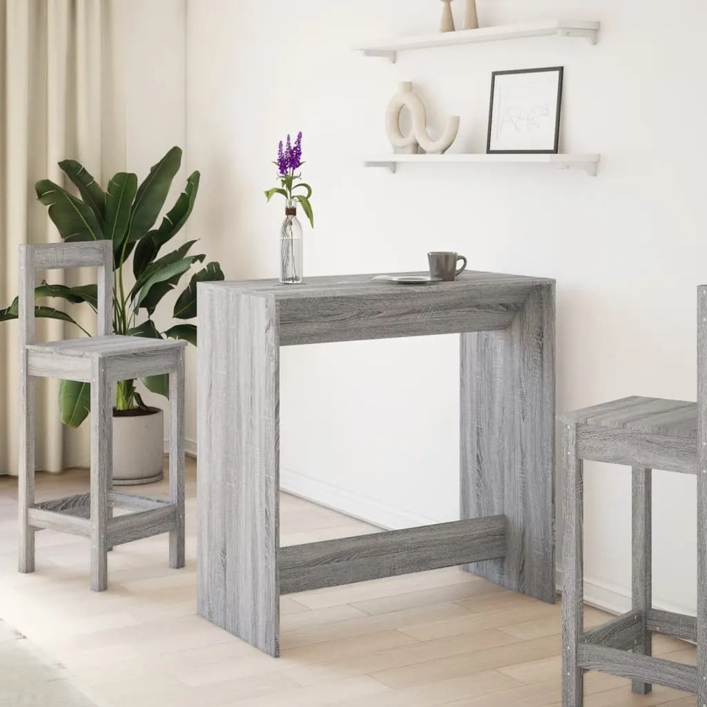 Mesa de bar 102x50x103,5cm derivados de madeira cinzento sonoma