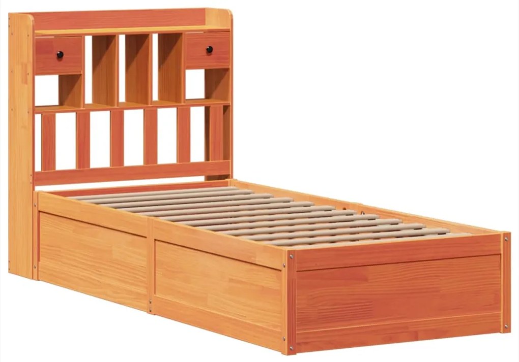 Cama sem colchão 90x200 cm pinho maciço castanho-mel