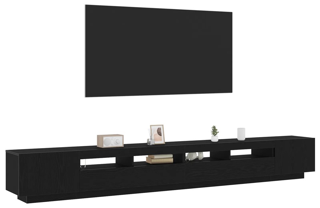 Estante de TV vidaXL com luzes LED Carvalho Preto 300x35x40 cm em made