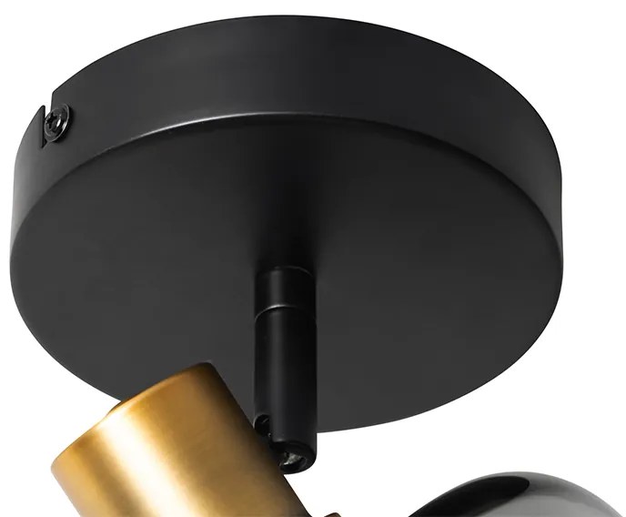 Foco de teto design preto com dourado e vidro fumê - Zuzanna Design