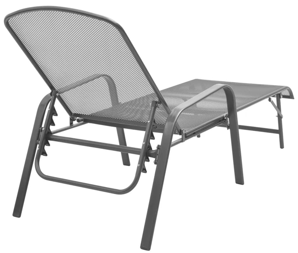 Espreguiçadeiras com mesa 2 pcs aço antracite