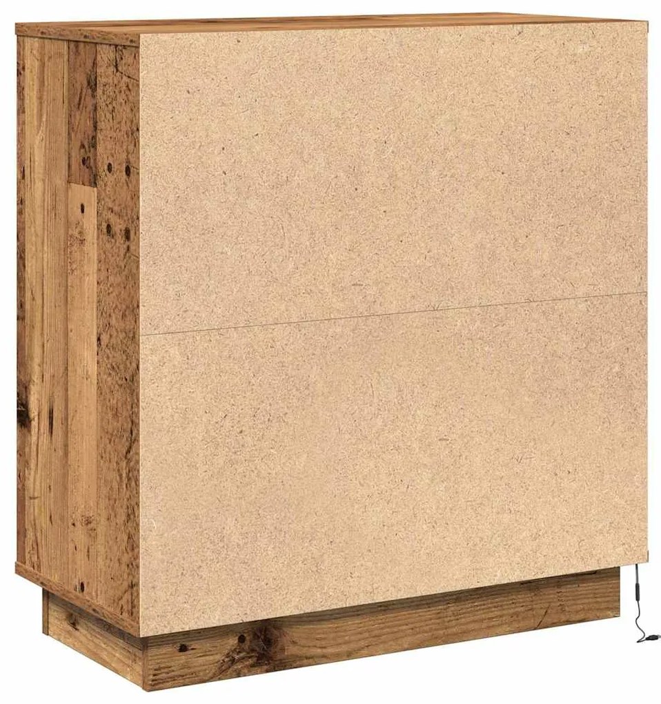 Criado-mudo vidaXL com LED Madeira Antiga 71x34,5x75 cm Madeira de Eng