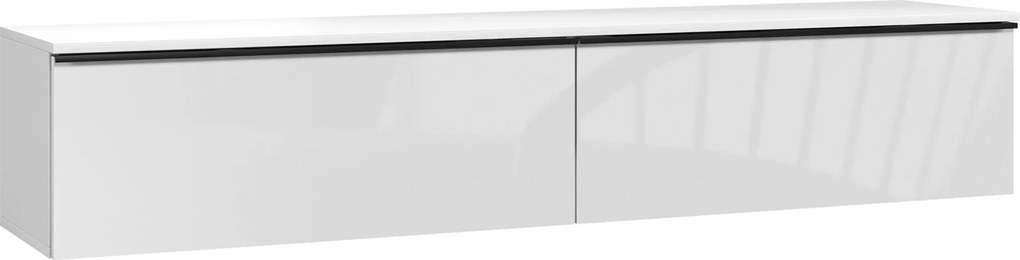 HOMCOM Móvel de TV suspenso com armário, para televisores até 177,8 cm, efeito brilhante, branco | Aosom Portugal
