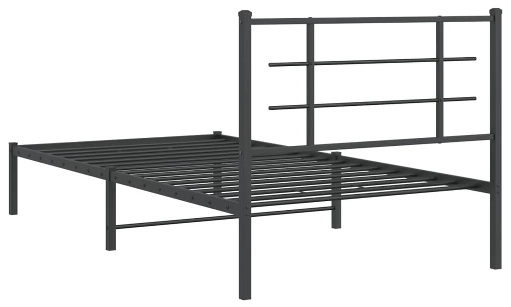 Estrutura de cama com cabeceira 107x203 cm metal preto