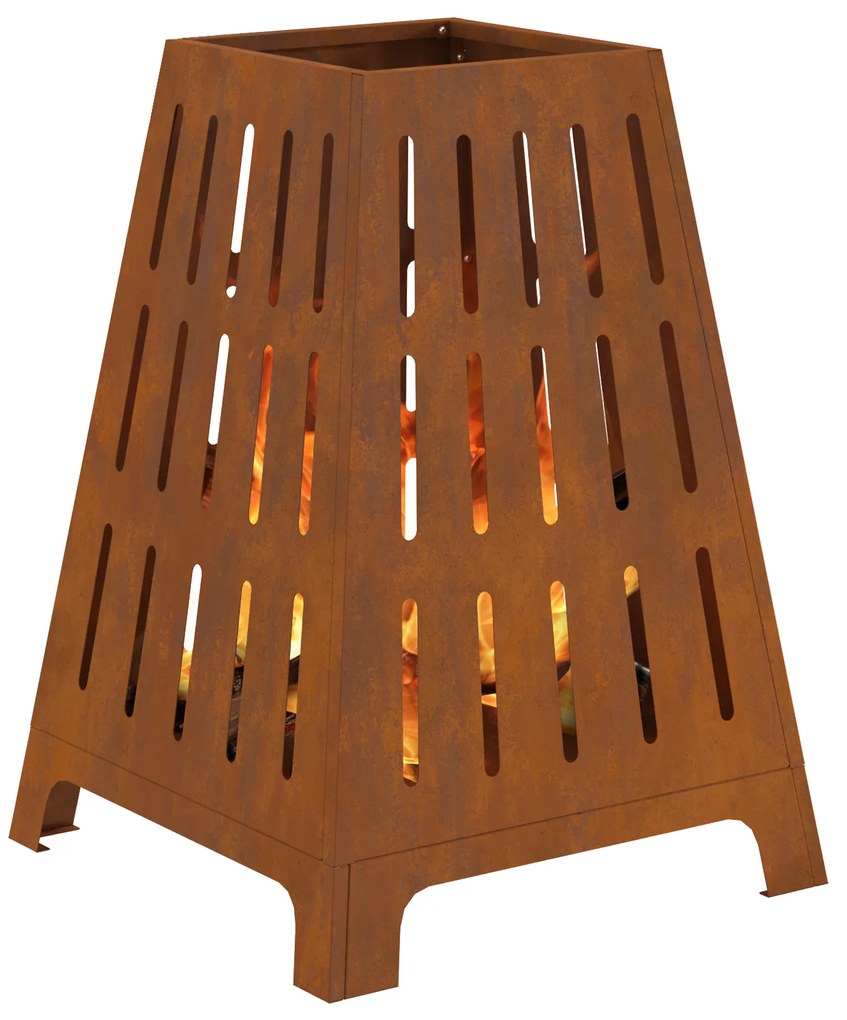 Fogueira Quadrada vidaXL 50x50x70 cm em Aço Envelhecido