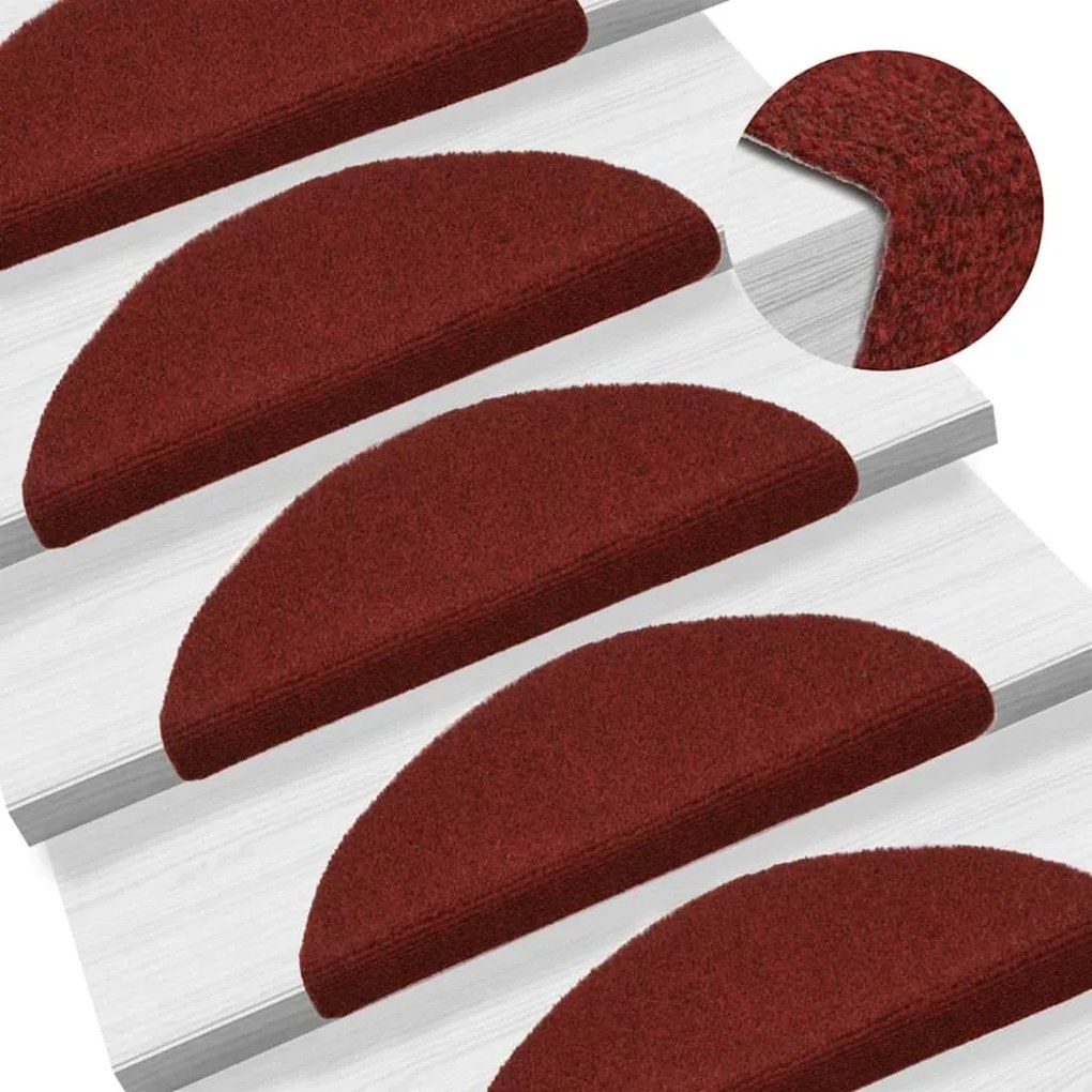 Tapetes de escada adesivos 30 pcs 56x17x3 cm vermelho