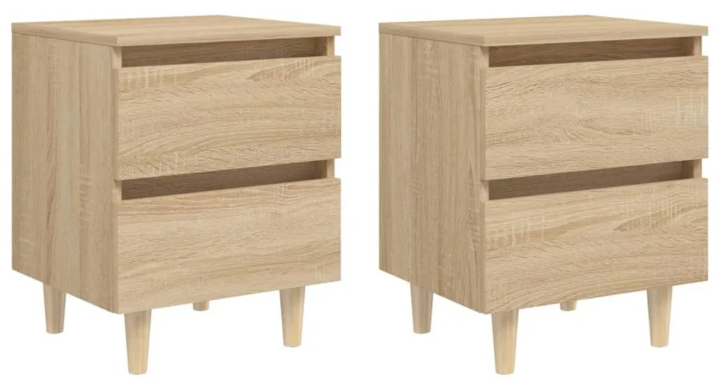 vidaXL Mesas cabeceira 2 pcs c/ pernas pinho 40x35x50 cm carv. sonoma