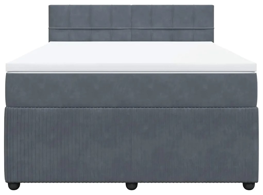 Cama com molas/colchão 140x200 cm veludo cinzento-escuro