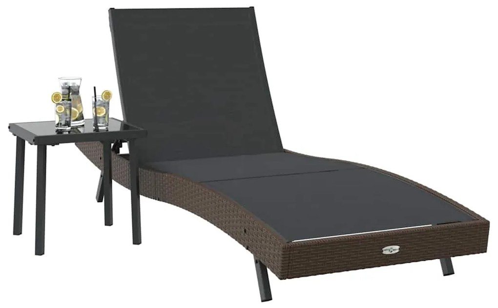 Espreguiçadeira com almofada -pessoa 2 pcs Castanho 40 x 40 x 40.5 cm
