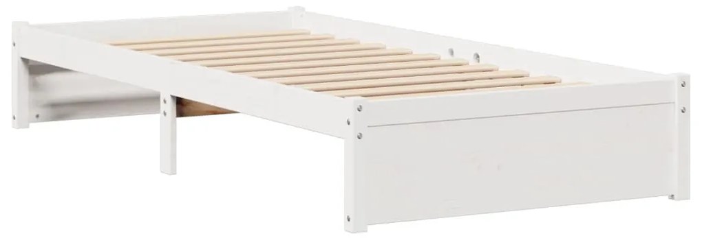 Cama com estante sem colchão 90x200 cm pinho maciço branco