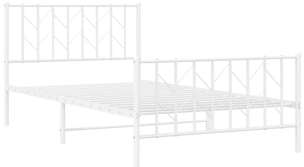 Estrutura de cama com cabeceira e pés 107x203 cm metal branco