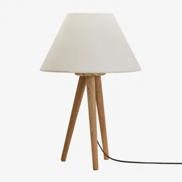 Candeeiro De Mesa Em Madeira De Manga Simona Madeira De Manga & Branco Ø40 Cm Menorca - Sklum