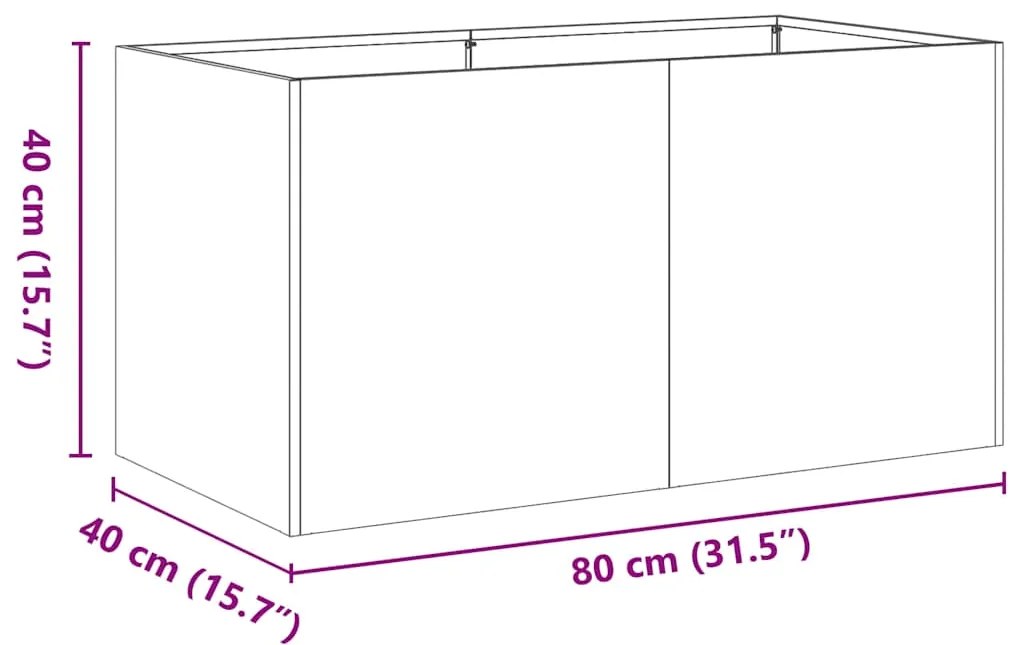 Floreira enferrujada 80x40x40 cm aço resistente